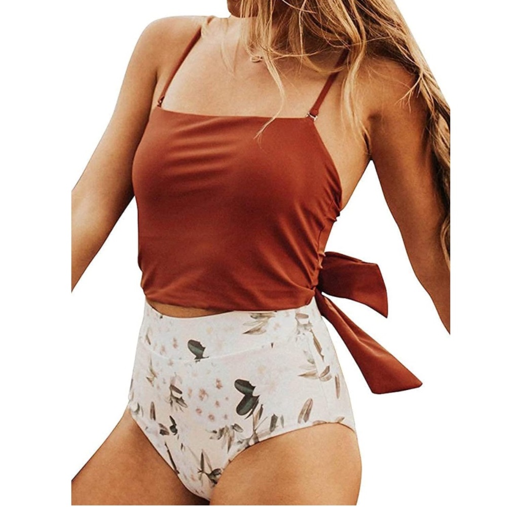 NWOT,Large Women's Halter Ruffle High Waisted Bikini Two Piece Swimsuits